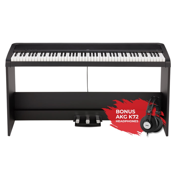 KORG | B2 SP PROMO | Digital Piano Keyboard | w/ FREE AKG Headphones | w/ Built-in Speakers & Stand Pedals | Black