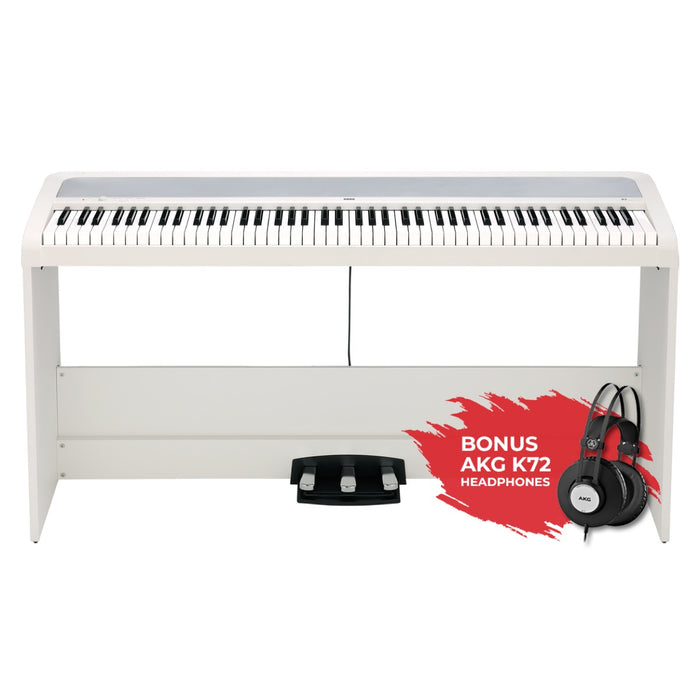 KORG | B2 SP PROMO | Digital Piano Keyboard | w/ FREE AKG Headphones | w/ Built-in Speakers & Stand Pedals | White