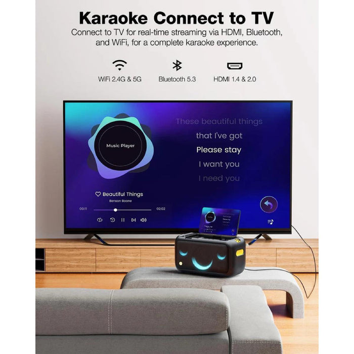 Ikarao Break X1 Smart Karaoke Machine w/ 13" Touchscreen Display & 2x Wireless Microphones