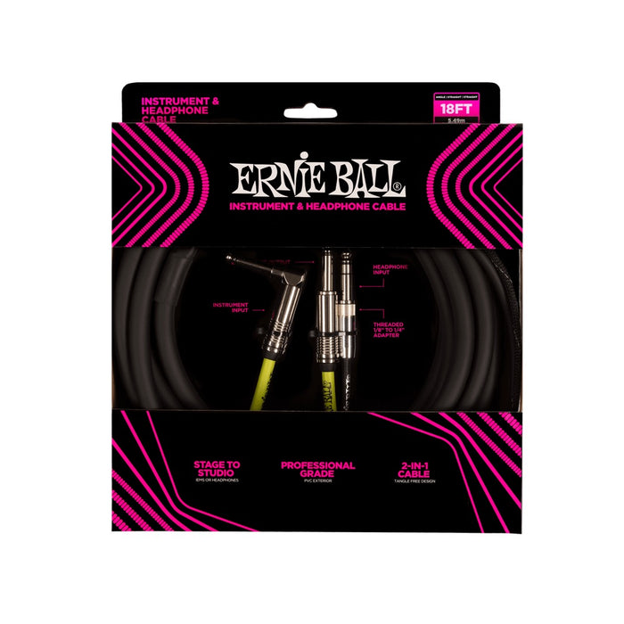 Ernie Ball | Instrument & IEM Headphone Combo Cable | 5M | P06411