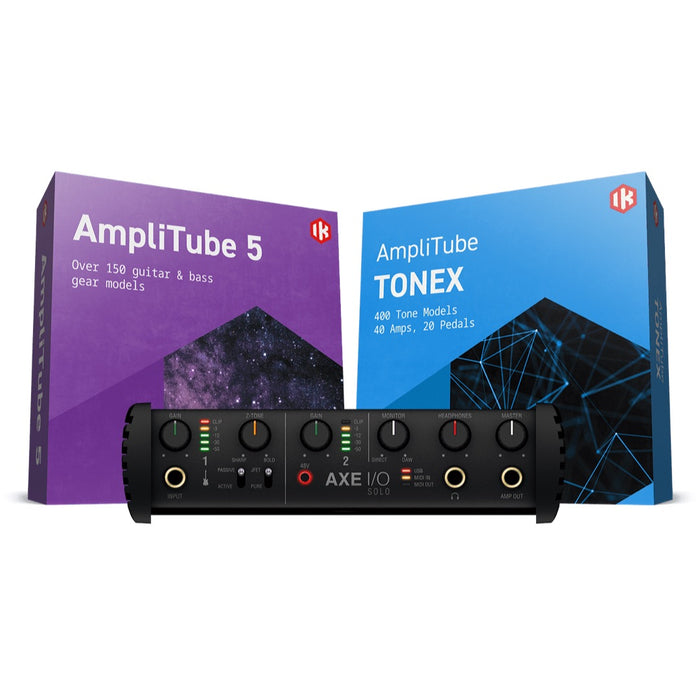 IK Multimedia | AXE I/O SOLO BUNDLE | w/ Amplitube 5 & TONEX | USB Audio Interface w/ Advanced Guitar Tone Shaping