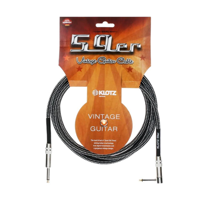 Klotz VINA0300 Vintage 59er Guitar Cable 1/4" TS Straight to Angle - 3M