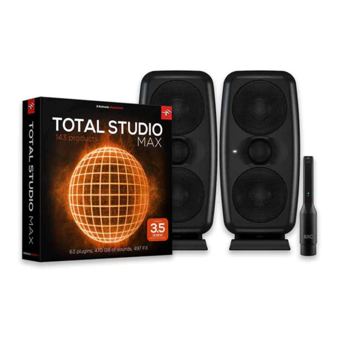 IK Multimedia | iLoud MTM Monitor PAIR + Total Studio 3.5 MAX | Bundle | w/ ARC Microphone