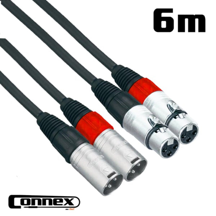 Connex | XMXF-6T | Pro XLR Cable | Male to Female Twin | 6m