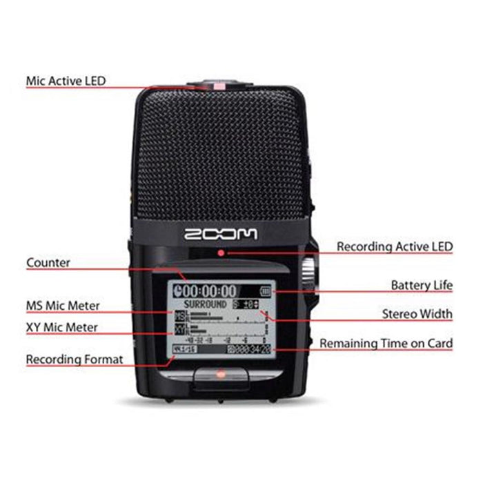 Zoom | H2n | Handy Digital Audio Recorder | 5 Built-In Microphones | 4 Recording Modes