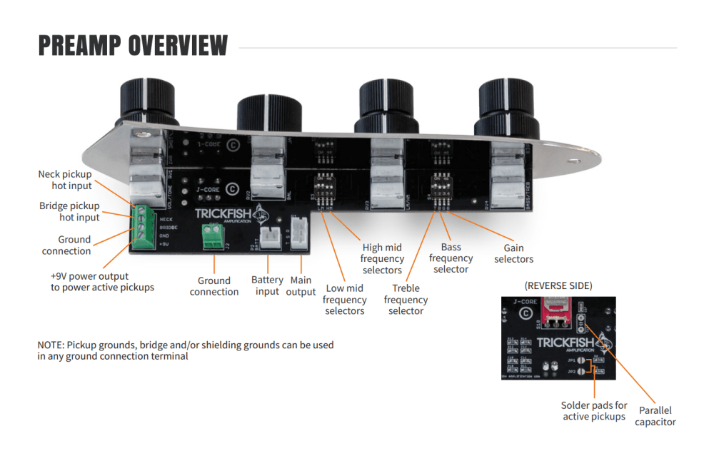 Trickfish | J-Core Jazz Bass Plate Preamp | Mike Pope-Designed FlexCor ...