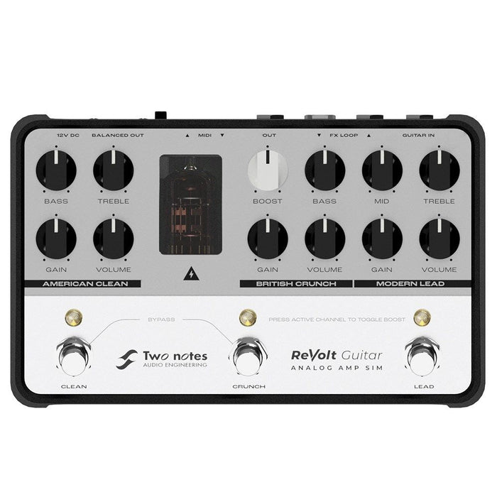 Two Notes | REVOLT Guitar | 3 Channel Guitar Amp Simulator w/ 12AX7 Tube & All Analog Signal Path (133005) - Gsus4