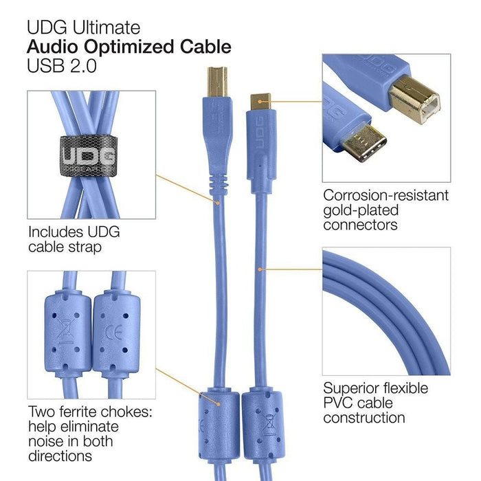 UDG Ultimate Audio Cable USB 2.0 C - B (Light Blue) Straight 1.5m (63/C - U96001LB) - Gsus4