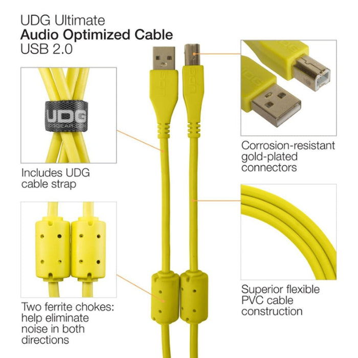 UDG Ultimate U95001 USB2 Cable A - B Yellow Straight 1m (63/C - U95001YL) - Gsus4