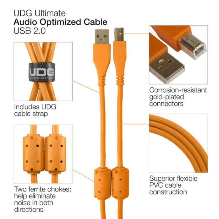 UDG Ultimate U95002 USB2 Cable A - B Orange Straight 2m (63/C - U95002OR) - Gsus4