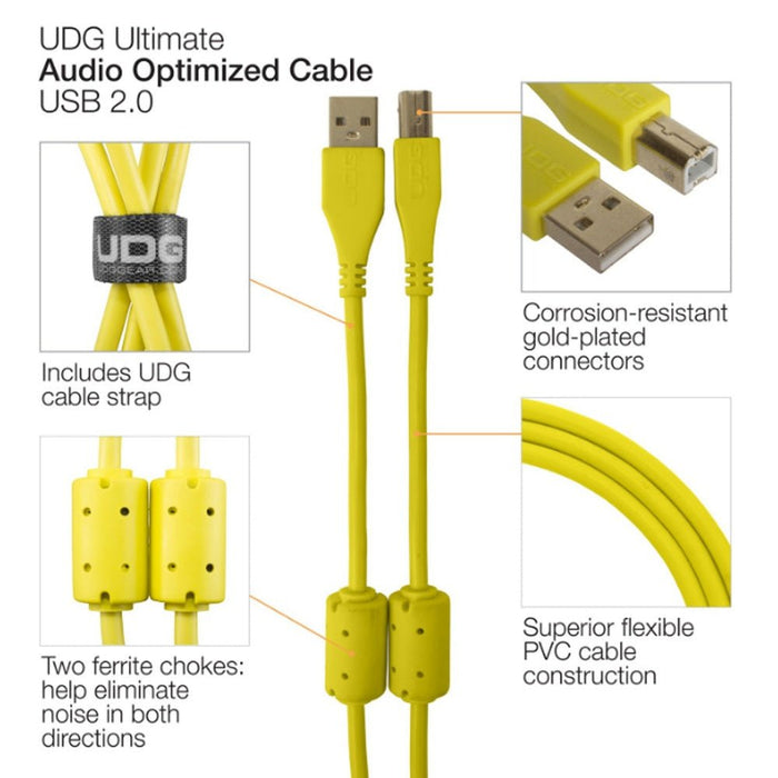 UDG Ultimate U95002 USB2 Cable A - B Yellow Straight 2m (63/C - U95002YL) - Gsus4