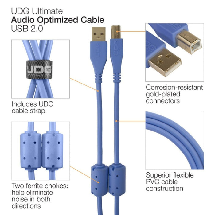 UDG Ultimate U95003 USB2 Cable A - B Blue Straight 3m (63/C - U95003LB) - Gsus4