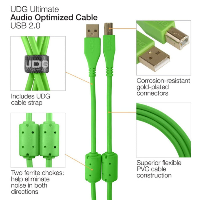UDG Ultimate U95003 USB2 Cable A - B Green Straight 3m (63/C - U95003GR) - Gsus4