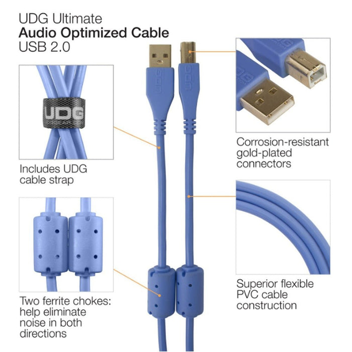 UDG Ultimate U95004 USB2 Cable A - B Blue Angled 1m (63/C - U95004LB) - Gsus4