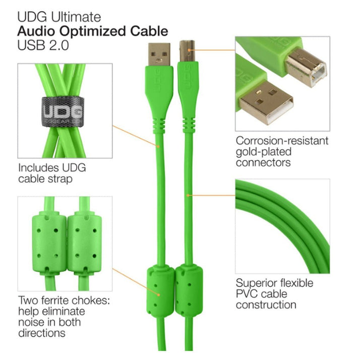 UDG Ultimate U95004 USB2 Cable A - B Green Angled 1m (63/C - U95004GR) - Gsus4