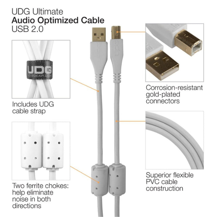 UDG Ultimate U95004 USB2 Cable A - B White Angled 1m (63/C - U95004WH) - Gsus4
