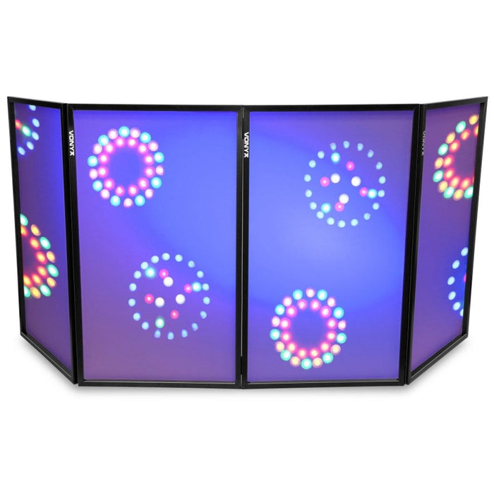 Vonyx DJ Screen Foldable DJ Facade – 4 Lycra Panels (DB2W) - Gsus4