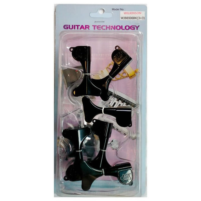 Wilkinson Electric Bass Guitar Sealed Tuning Machines in Black Finish (3+3) (WJB6506BK) - Gsus4