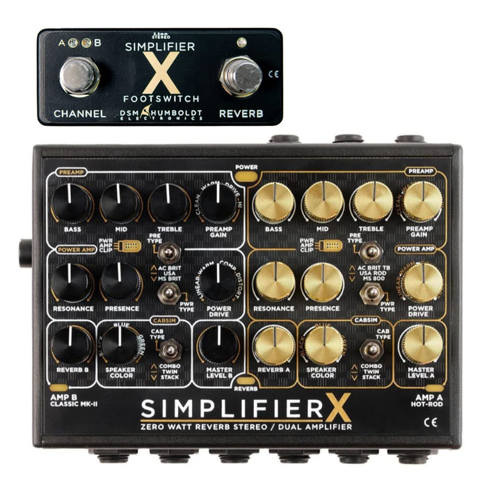 DSM & Humboldt | SIMPLIFIER X | Dual Channel Zero-Watt Stereo Amp | w/ Built-In Reverb & External Footswitch