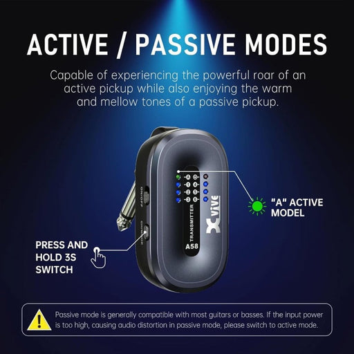 Xvive A58 Guitar Wireless System 5.8 GHz w/ Carry Case (Grey / Black) (352606) - Gsus4