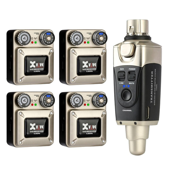 Xvive U45R2 Wireless In Ear Monitoring System 5.8GHz w/ 4x Receivers (352624) - Gsus4
