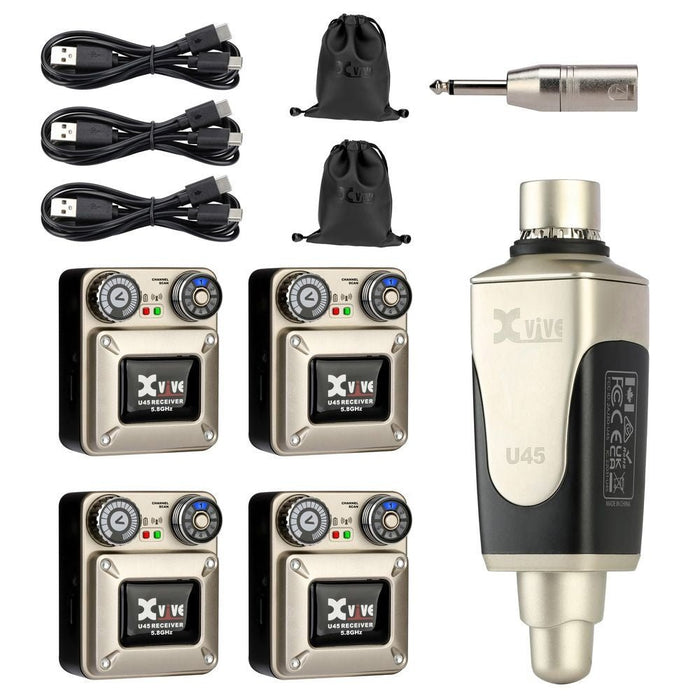 Xvive U45R2 Wireless In Ear Monitoring System 5.8GHz w/ 4x Receivers (352624) - Gsus4