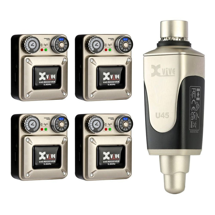 Xvive U45R2 Wireless In Ear Monitoring System 5.8GHz w/ 4x Receivers (352624) - Gsus4