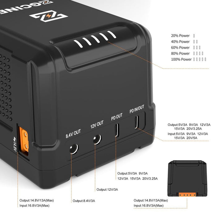 ZGCINE | S200 | 200W V - Mount Battery w/ Multi - Output Ports (ZG-S200) - Gsus4