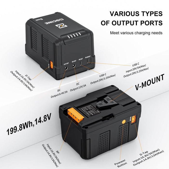 ZGCINE | S200 | 200W V - Mount Battery w/ Multi - Output Ports (ZG-S200) - Gsus4