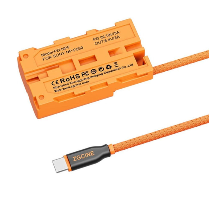 ZGCINE USB - C to Sony NP - F550/570 Dummy Battery Cable 60cm (PD-NPF) - Gsus4
