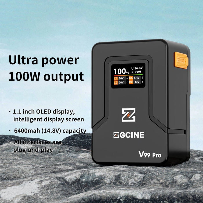 ZGCine | ZG - V99PRO | 99W V - Mount Battery | w/ PD100W, Multi - Ports & Smart Display (ZG-V99Pro-O) - Gsus4
