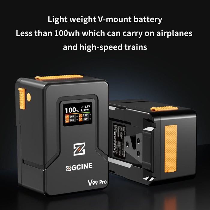 ZGCine | ZG - V99PRO | 99W V - Mount Battery | w/ PD100W, Multi - Ports & Smart Display (ZG-V99Pro-O) - Gsus4