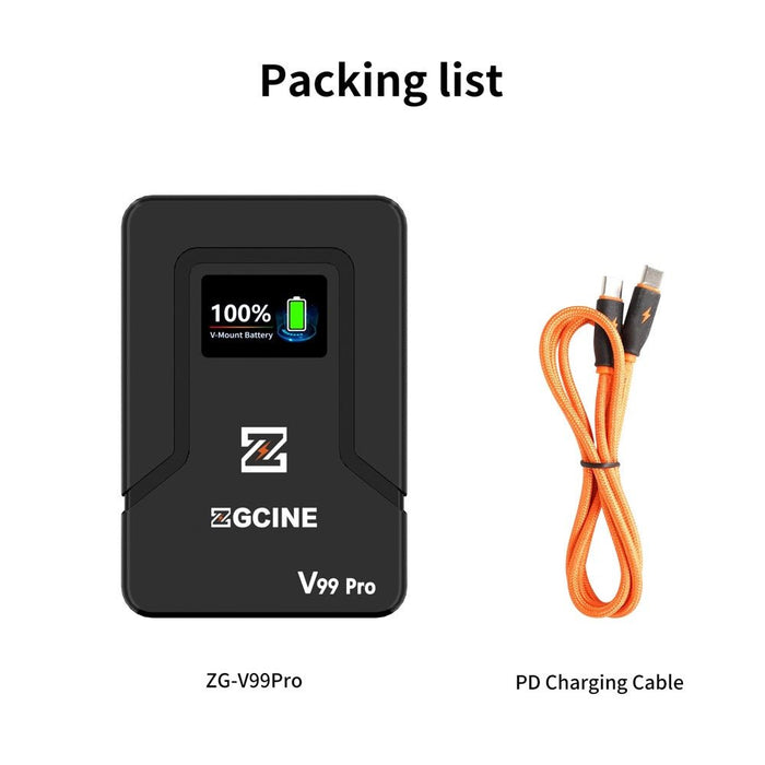 ZGCine | ZG - V99PRO | 99W V - Mount Battery | w/ PD100W, Multi - Ports & Smart Display (ZG-V99Pro-O) - Gsus4