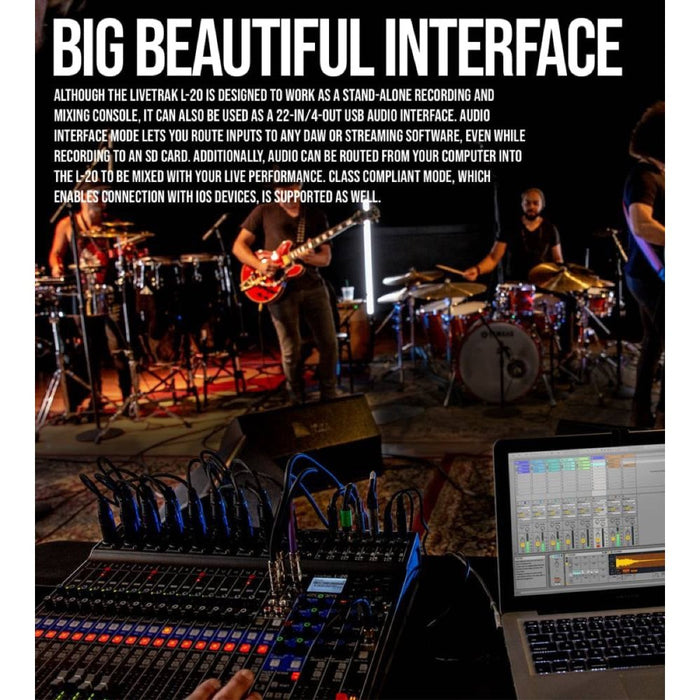Zoom | LiveTrak L - 20 | 20Ch Digital Mixer / Recorder | 22 - in / 4 - out USB Audio Interface (FXR021) - Gsus4