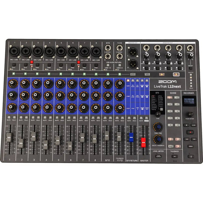 Zoom | LiveTrak L12Next | 12 Ch Digital Mixer & 32Bit Float Multitrack Recorder (FXR016N) - Gsus4