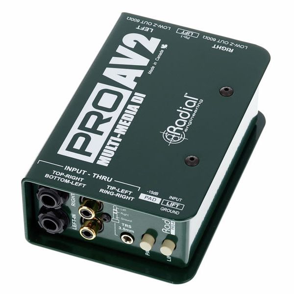 Radial | Pro AV2 | Stereo Multimedia DI Box | Dual RCA , 3.5mm & 1/4 Inputs