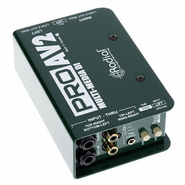 Radial | Pro AV2 | Stereo Multimedia DI Box | Dual RCA , 3.5mm & 1/4 Inputs