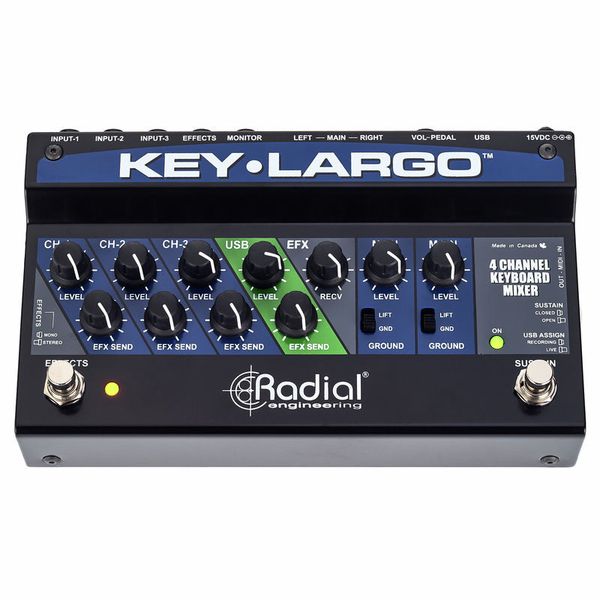 Radial | Key Largo | 4CH Keyboard Mixer w/ Balanced DI Outs