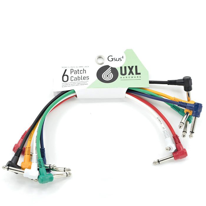 UXL | PJ-03R | Patch Cable Pack | Right Angle TS Plugs | 6pk | 0.3M