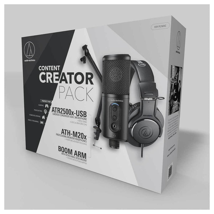 Audio Technica | Content Creator Pack | ATR2500x-USB | ATH-M20x | Boom Arm
