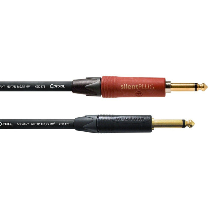 Cordial Peak | Neutrik 1/4" TS Silent Red Gold to 1/4" TS Black Gold Cable | 3M