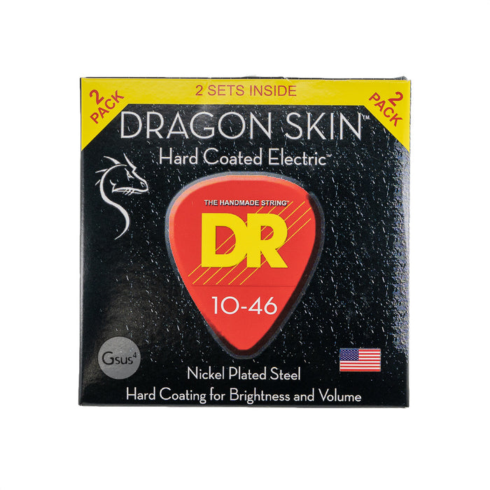 DR Strings | Dragon Skin | Hard Coated Electric Strings | K3 Coating | 2 Sets | Medium Gauge (10-46)
