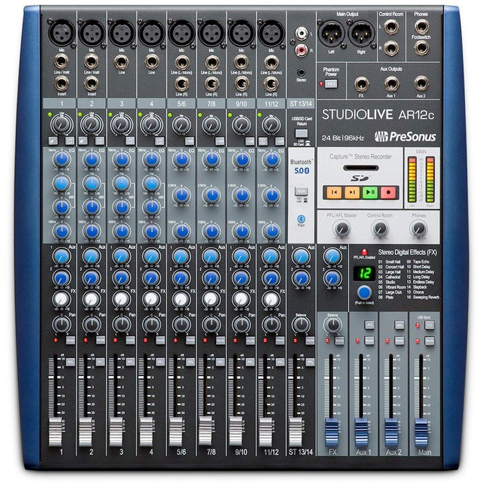 PreSonus | StudioLive AR12C | 12Ch Mixer | w/ Bluetooth & USB-C Multitrack Recording