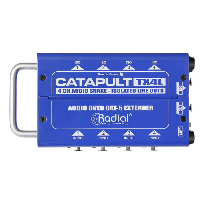 Radial | Catapult TX4L | 4CH Transmitter | Balanced I/O | Line-Level Transformers | Cat5 Audio Snake