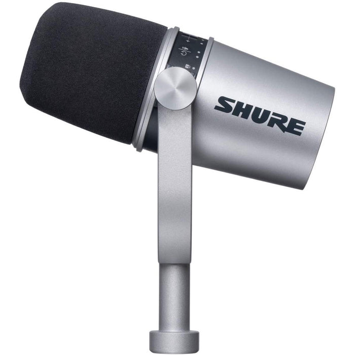 SHURE | Motiv MV7 | XLR & USB Dynamic Podcasting Microphone | Silver