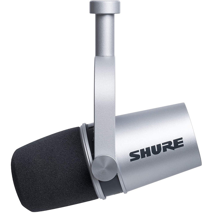 SHURE | Motiv MV7 | XLR & USB Dynamic Podcasting Microphone | Silver