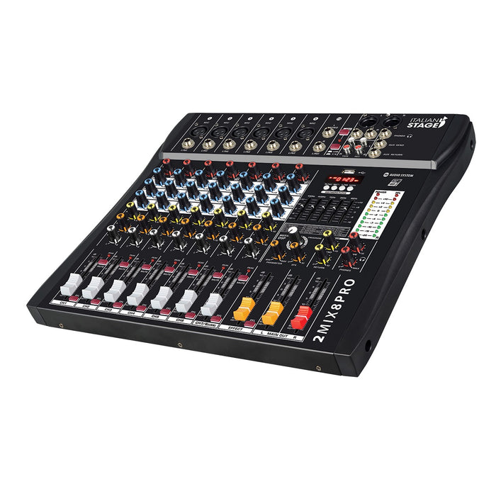 Italian Stage | IS2MIX8PRO | 8Ch AUDIO MIXER | w/ DSP FX, USB & Bluetooth Interface