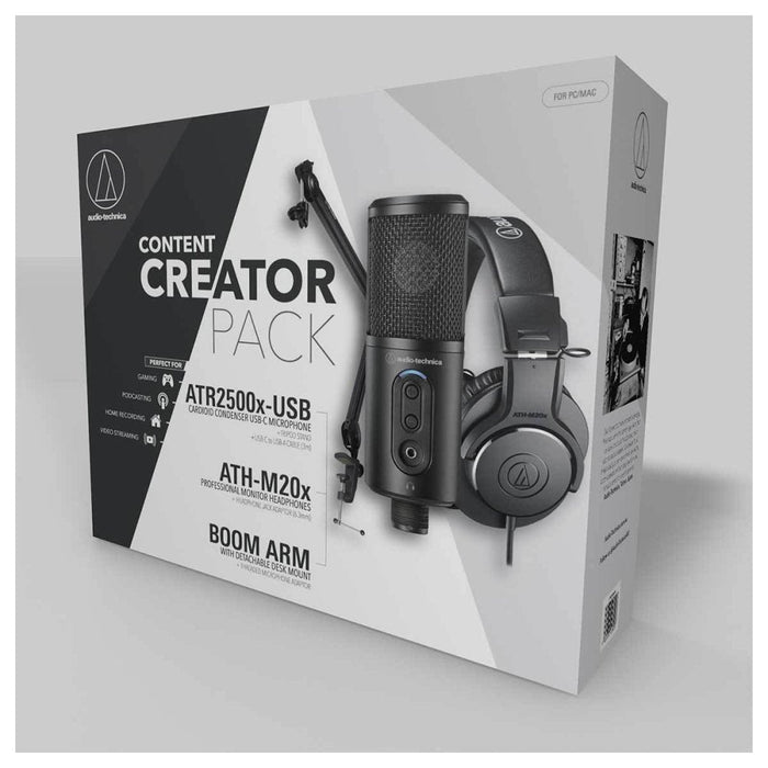 Audio Technica | Content Creator Pack | ATR2500x - USB | ATH - M20x | Boom Arm (ATCREATORPACK) - Gsus4