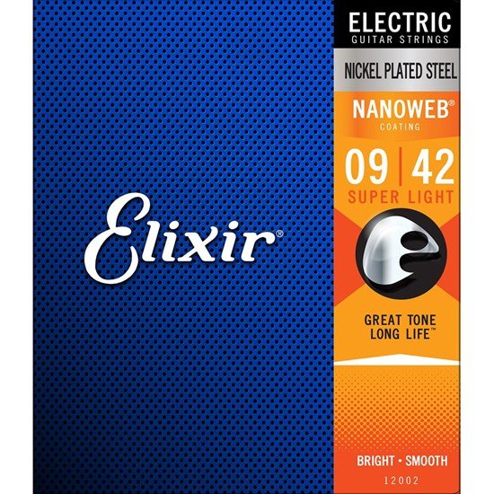 Elixir | 12002 | Nanoweb | Electric Strings | Nickel Plated Steel | Super Light | 09 - 42 | 23/E - NW - SL (E12002) - Gsus4