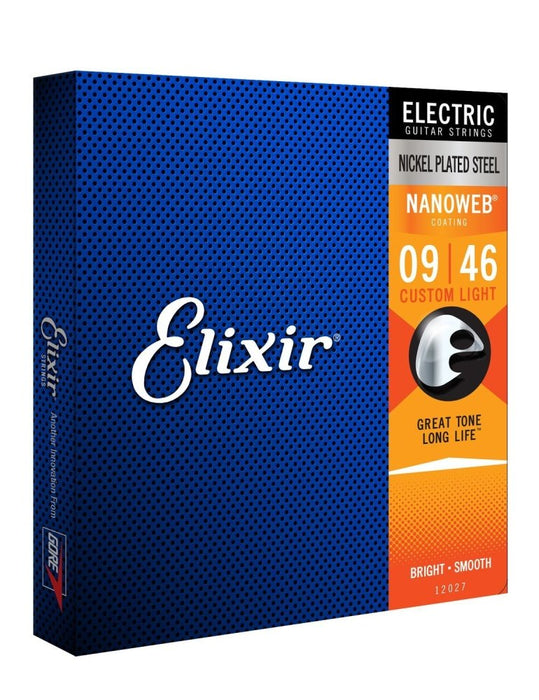 Elixir | 12027 | Nanoweb | Electric Strings | Nickel Plated Steel | Custom Light | 09 - 46 | 23/E - NW - CL (E12027) - Gsus4
